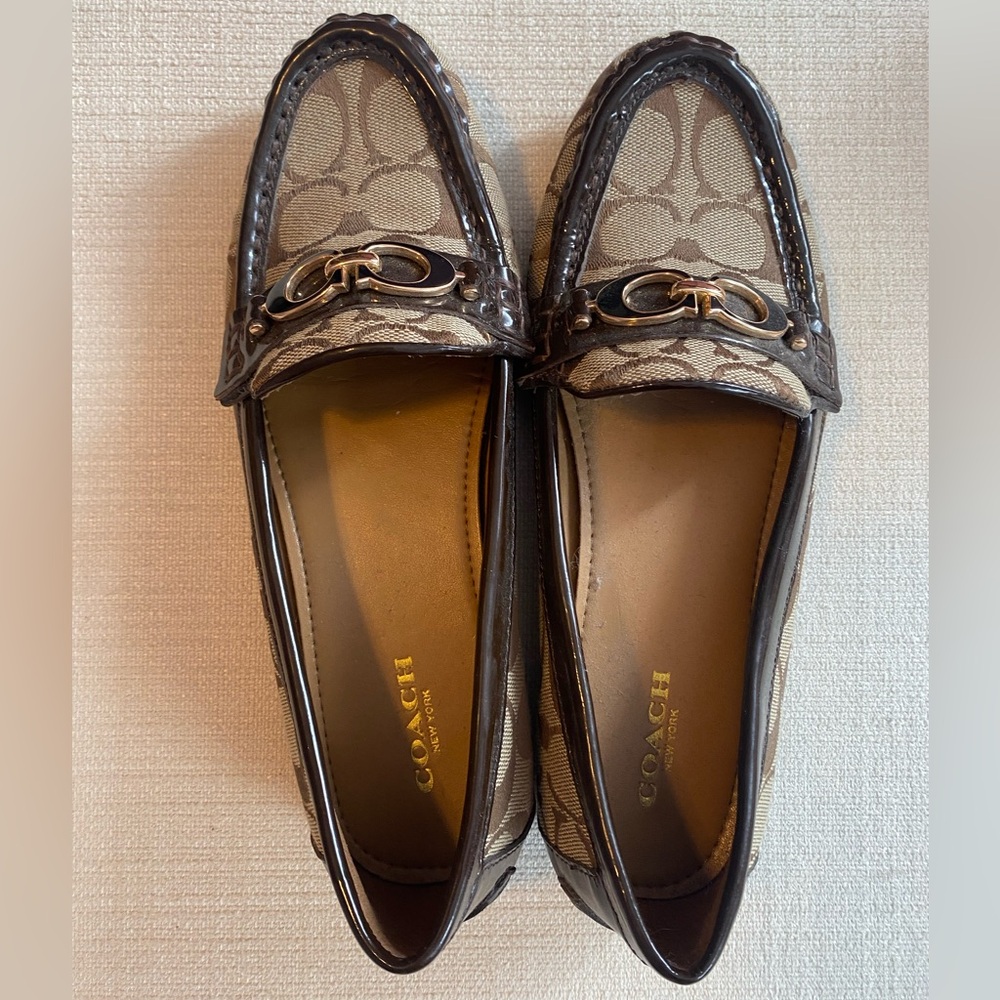 Coach Brown and Tan Signature Loafers